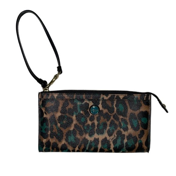 Coach Bags Coach Wallet Wristlet Jade Ocelot Leopard Print With